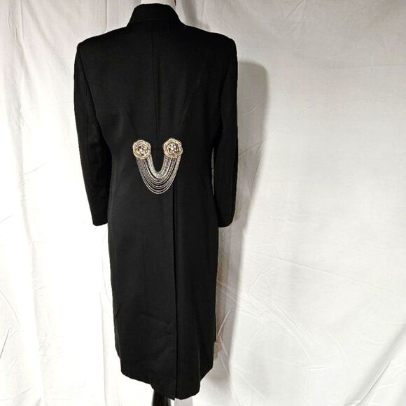 Alexander McQueen 2007 Vintage Black Wool Blend Tuxedo Style Long Coat Dress - Picture 7 of 16